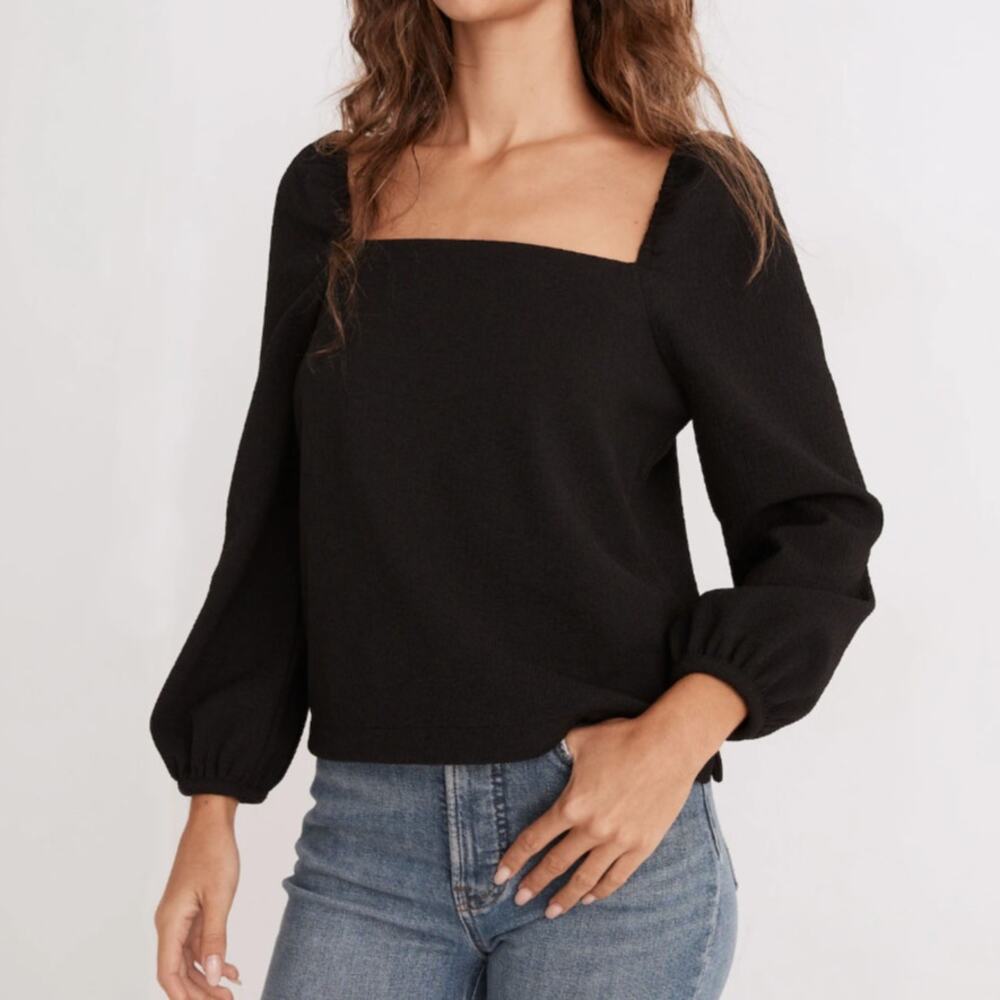Madewell Black Square Neck Blouse